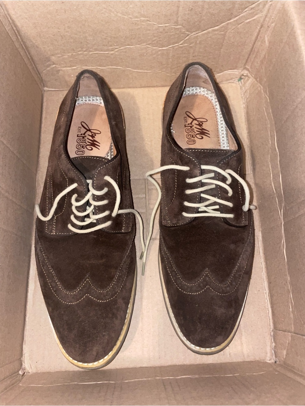 Johnston & Murphy J&M 1850 Men's Brown Suede Wingtip Derby Shoes Size 10